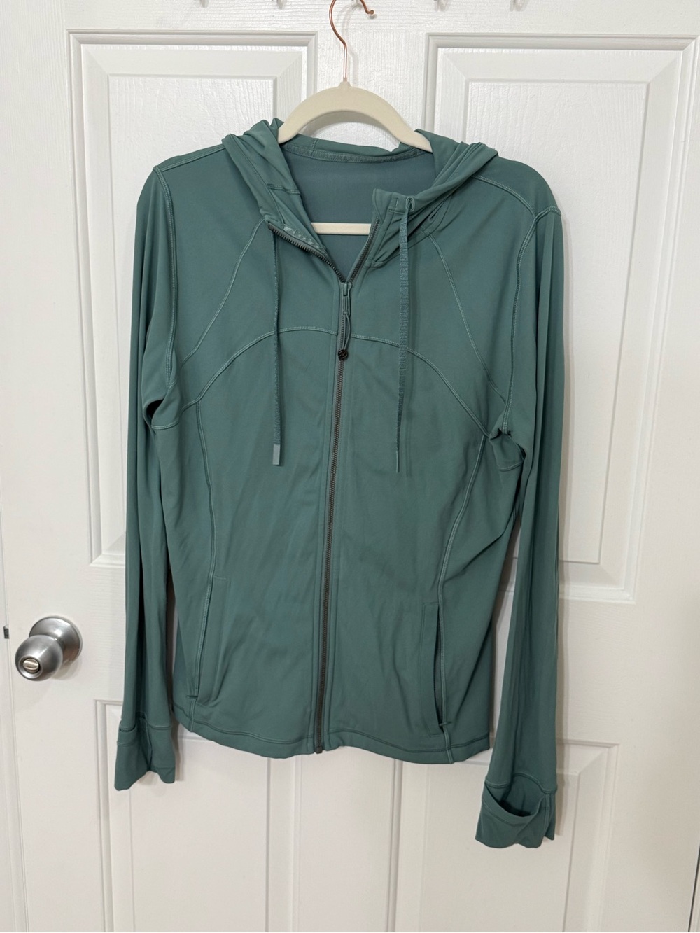 lululemon athletica teal hooded zip-up jacket